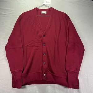 Vintage Arrow Tournament Cardigan Sweater Mens XL Red Knit Acrylic Grandpa